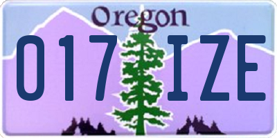 OR license plate 017IZE