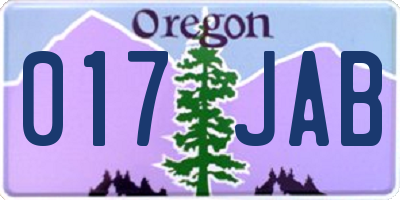 OR license plate 017JAB
