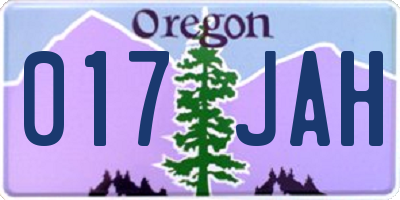 OR license plate 017JAH