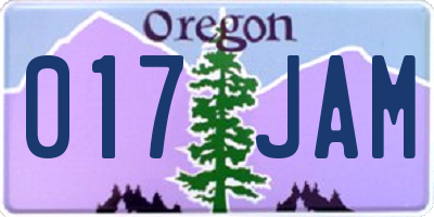 OR license plate 017JAM
