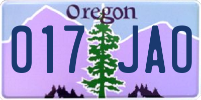 OR license plate 017JAO