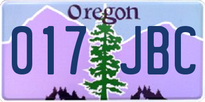 OR license plate 017JBC