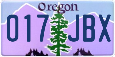 OR license plate 017JBX
