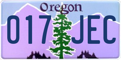 OR license plate 017JEC