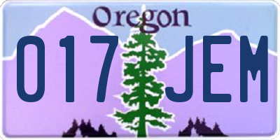OR license plate 017JEM