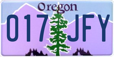 OR license plate 017JFY