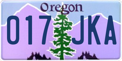 OR license plate 017JKA