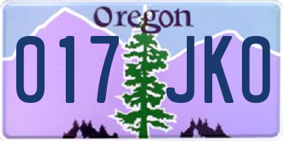 OR license plate 017JKO