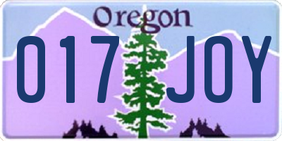 OR license plate 017JOY