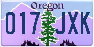 OR license plate 017JXK