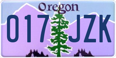 OR license plate 017JZK