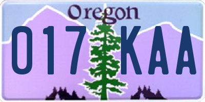 OR license plate 017KAA