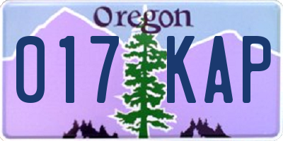 OR license plate 017KAP