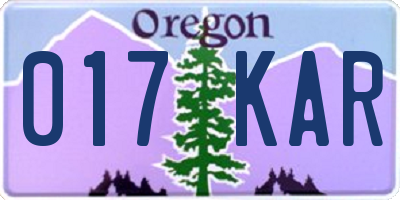OR license plate 017KAR