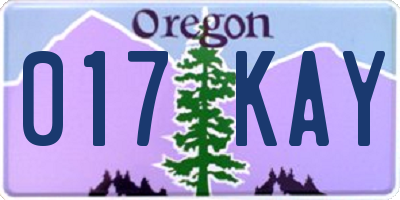 OR license plate 017KAY