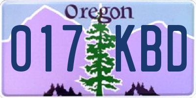 OR license plate 017KBD