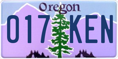 OR license plate 017KEN