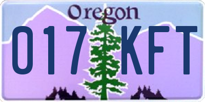 OR license plate 017KFT