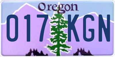 OR license plate 017KGN