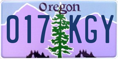 OR license plate 017KGY