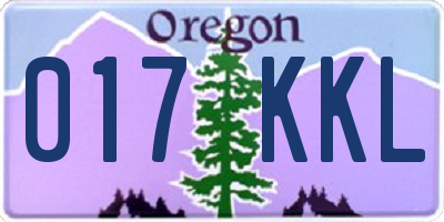 OR license plate 017KKL