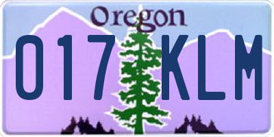 OR license plate 017KLM
