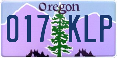 OR license plate 017KLP