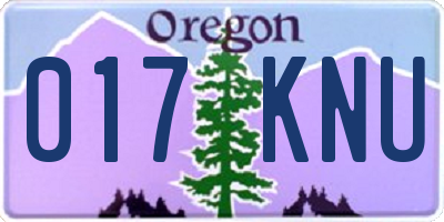 OR license plate 017KNU