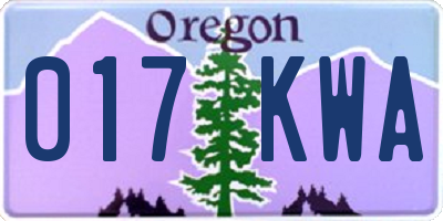 OR license plate 017KWA