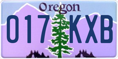 OR license plate 017KXB
