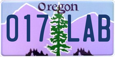OR license plate 017LAB