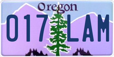 OR license plate 017LAM