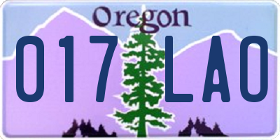 OR license plate 017LAO