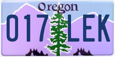 OR license plate 017LEK