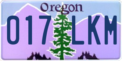 OR license plate 017LKM