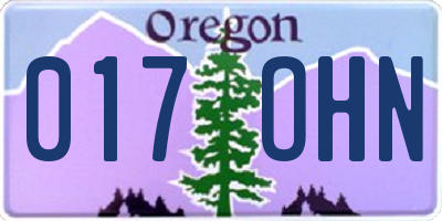 OR license plate 017OHN