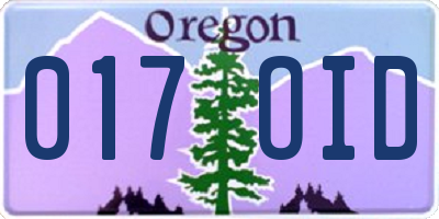 OR license plate 017OID