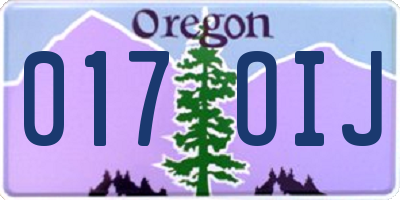 OR license plate 017OIJ