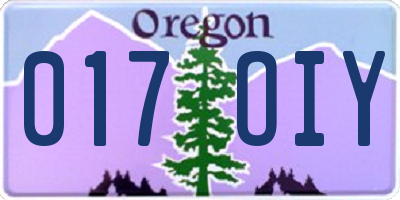 OR license plate 017OIY