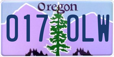 OR license plate 017OLW