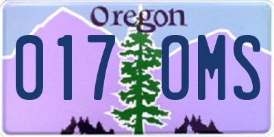 OR license plate 017OMS