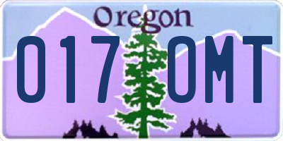 OR license plate 017OMT