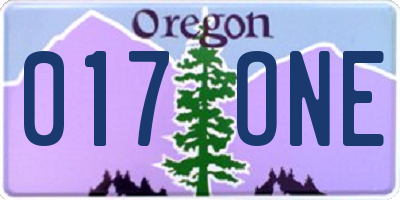 OR license plate 017ONE