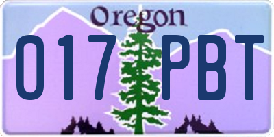 OR license plate 017PBT