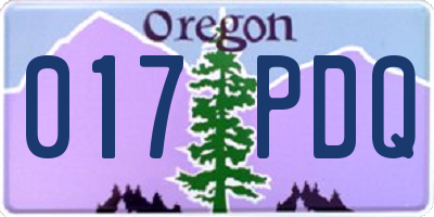 OR license plate 017PDQ