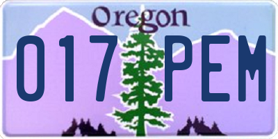 OR license plate 017PEM