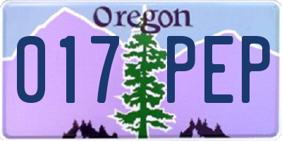 OR license plate 017PEP