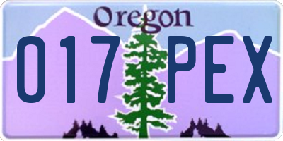 OR license plate 017PEX