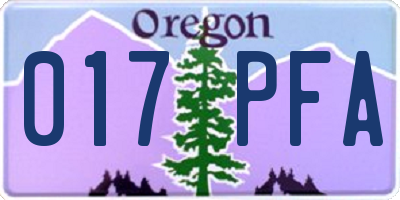 OR license plate 017PFA