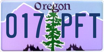 OR license plate 017PFT